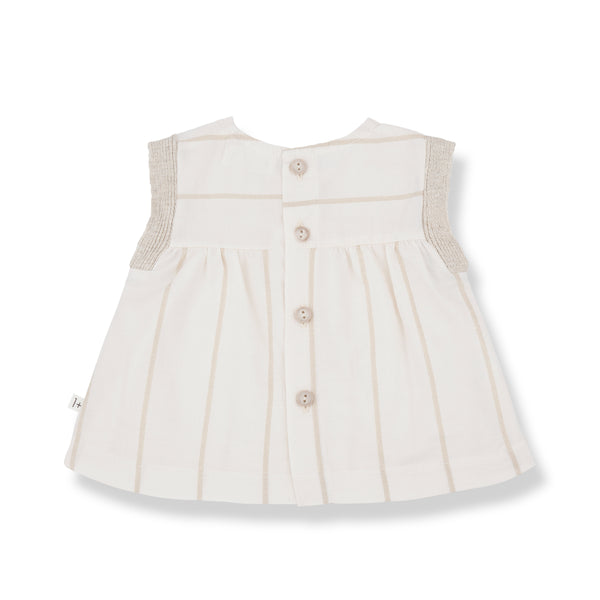 Blusa panna con righe lurex oro per neonata