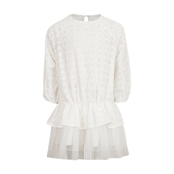 Abito bianco con tulle per bambina