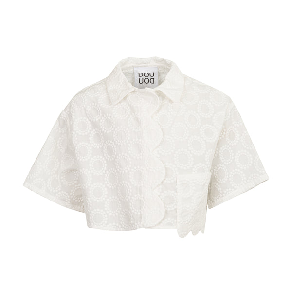 Camicia cropped bianca per bambina