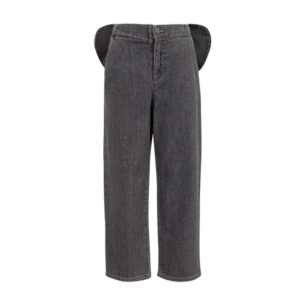 Jeans in denim grigio con fiocco per bambina