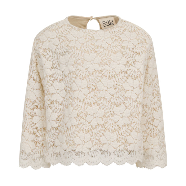 Maglia avorio in pizzo per bambina