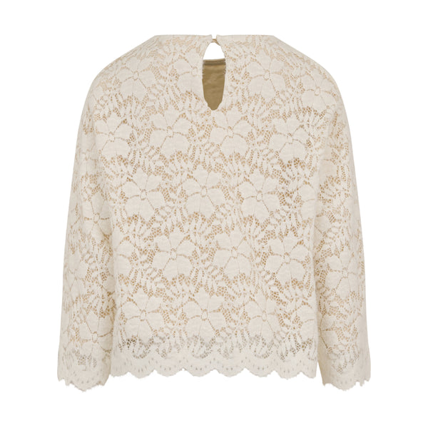 Maglia avorio in pizzo per bambina