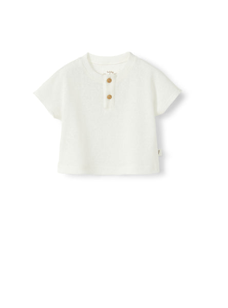 T-shirt serafino in maglia latte per  neonato