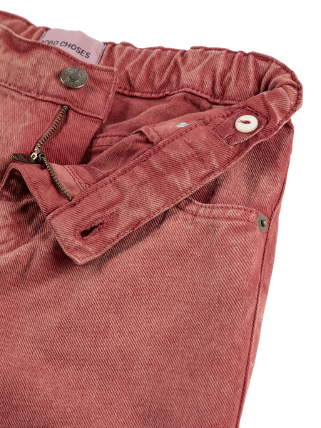 Jeans in denim rosso con stampa per neonati e bambini BOBO CHOSES B225AC080 UNI 