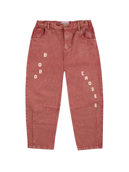 Jeans in denim rosso con stampa per neonati e bambini BOBO CHOSES B225AC080 UNI 