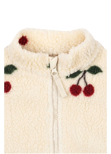 Giubbino teddy bianco con stampa ciliegie all over Konges slojd KS103479 MA GRANDE CERISE 