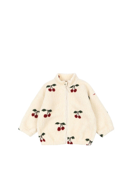 Giubbino teddy bianco con stampa ciliegie all over Konges slojd KS103479 MA GRANDE CERISE 