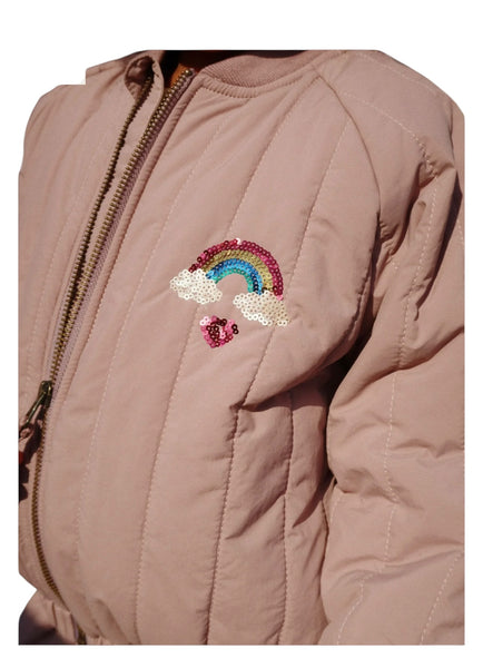 Bomber malva con applicazioni in paillettes per neonata e bambina Konges slojd KS103490 TWILIGHT MAUVE 