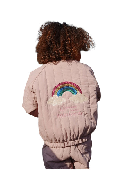 Bomber malva con applicazioni in paillettes per neonata e bambina Konges slojd KS103490 TWILIGHT MAUVE 