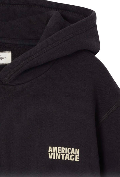 Felpa con cappuccio nera per bambini American Vintage KIZU03A CHARBON VINTAGE 