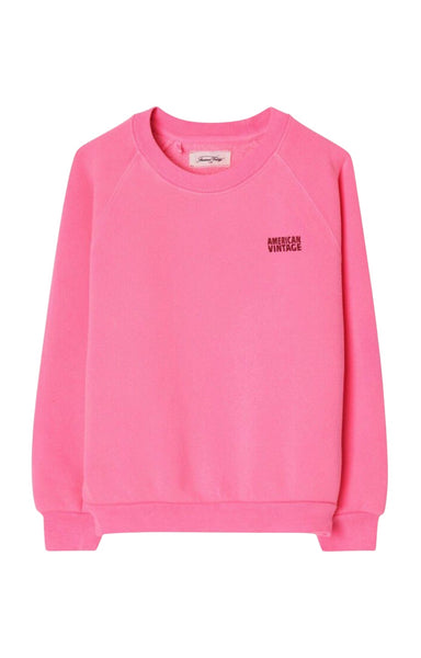 Felpa rosa shocking per bambini American Vintage KIZU03B ROSE FLUO 