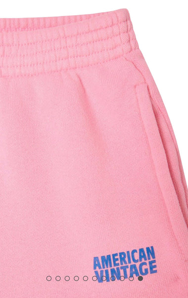 Pantalone in felpa rosa  con logo per neonata e bambina American Vintage KIZU05B PAPA 