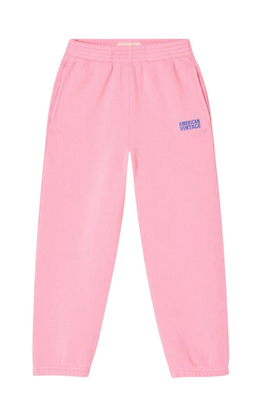 Pantalone in felpa rosa  con logo per neonata e bambina American Vintage KIZU05B PAPA 