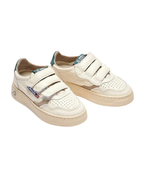 Sneakers in pelle bianca e verde per bambini Autry KILK NE18 