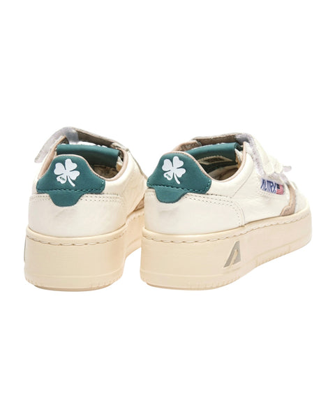 Sneakers in pelle bianca e verde per bambini Autry KILK NE18 