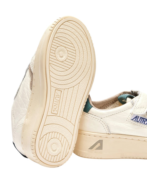 Sneakers in pelle bianca e verde per bambini Autry KILK NE18 