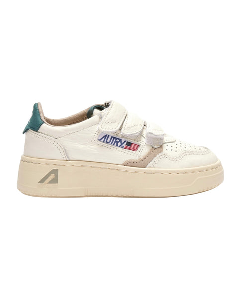 Sneakers in pelle bianca e verde per bambini Autry KILK NE18 