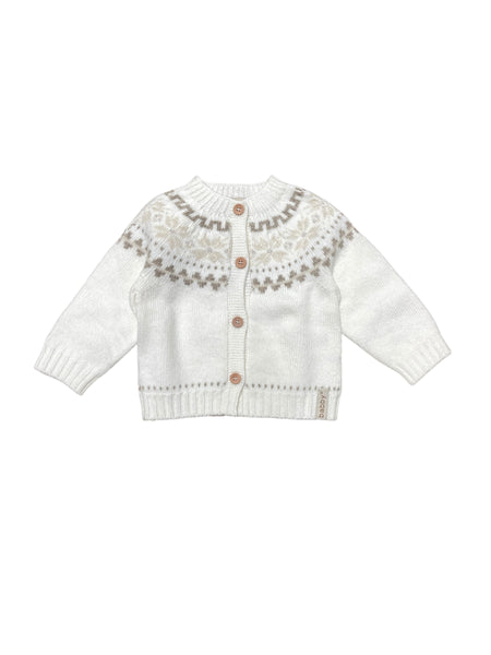 Cardigan bianco latte con ricami multicolor per neonati Babby 26284 10 