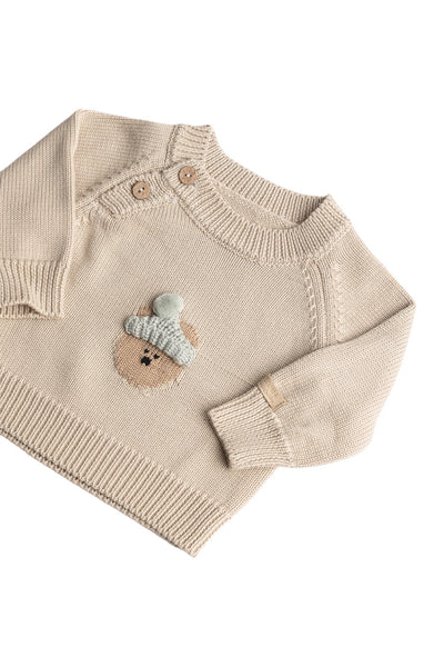 Maglia  beige con orsetto per neonato Bamboom 1275 WARM WHITE 