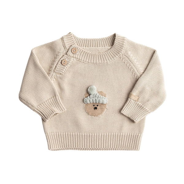 Maglia  beige con orsetto per neonato Bamboom 1275 WARM WHITE 
