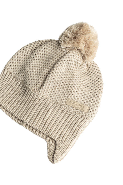 Cuffia beige con ponpon per neonati Bamboom 1279 WARM WHITE 