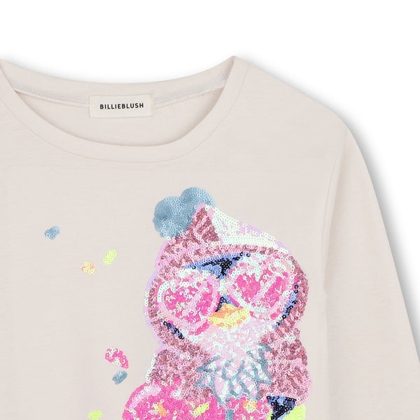 T-shirt bianca con stampa di paillettes all over per bambina BILLIEBLUSH U22372 121 
