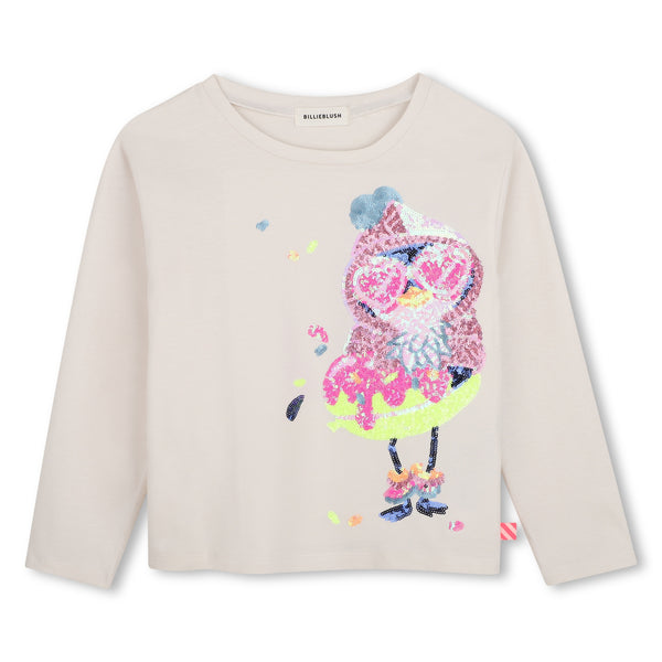 T-shirt bianca con stampa di paillettes all over per bambina BILLIEBLUSH U22372 121 