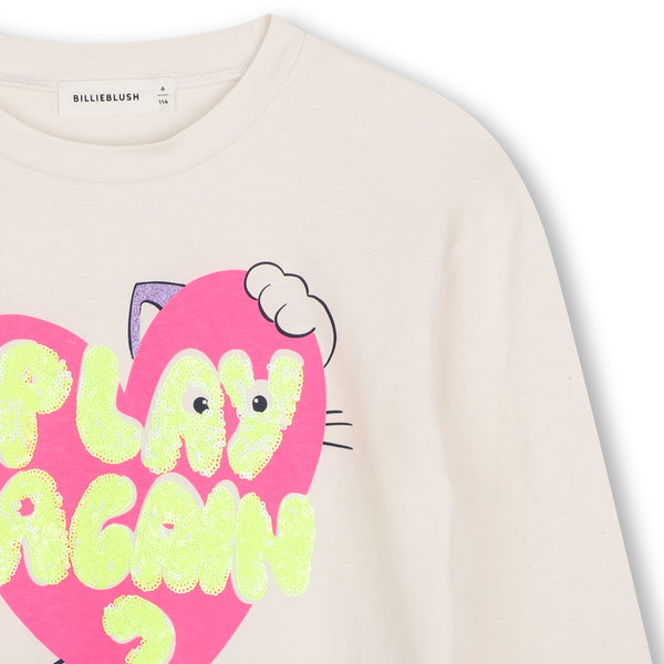 T-shirt bianca con stampa e paillettes all over per bambina BILLIEBLUSH U22379 121 