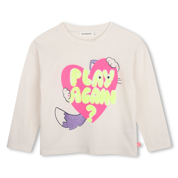 T-shirt bianca con stampa e paillettes all over per bambina BILLIEBLUSH U22379 121 