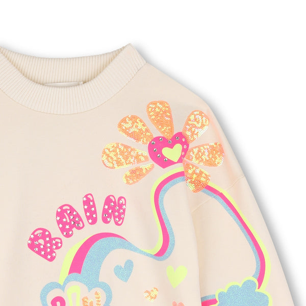 Felpa bianco panna con stampa all over per bambina BILLIEBLUSH U22397 243 