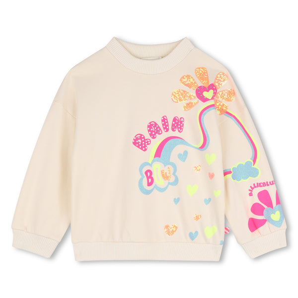 Felpa bianco panna con stampa all over per bambina BILLIEBLUSH U22397 243 