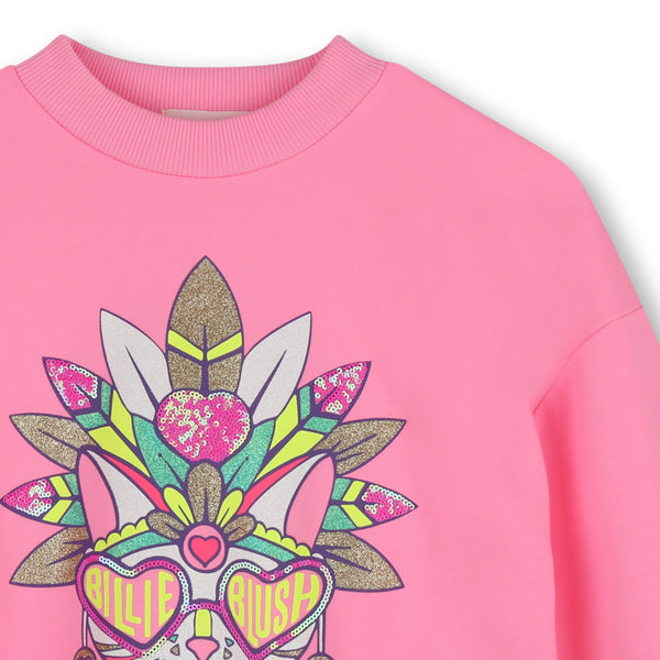 Felpa rosa fluo con stampa per bambina BILLIEBLUSH U22401 462 