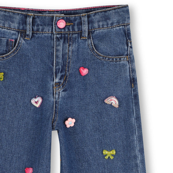 Jeans in denim blu con applicazioni per bambina BILLIEBLUSH U22410 Z22 