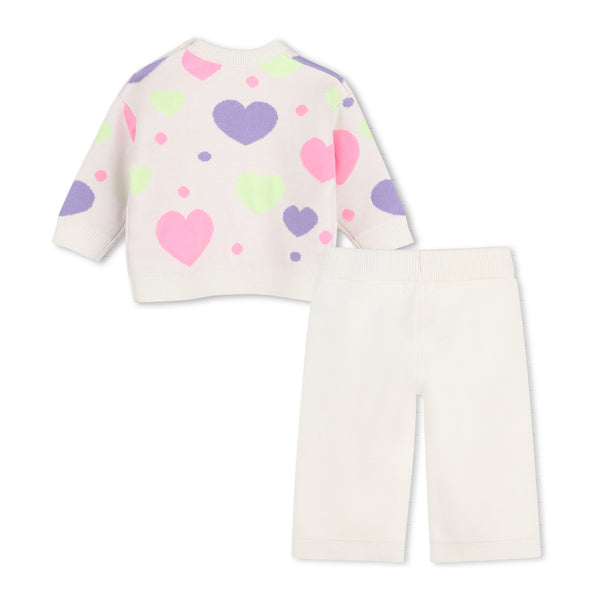 Completo maglia+ pantalone in maglia bianco ottico con ricami per neonata BILLIEBLUSH U22611 121 