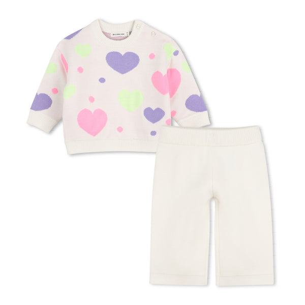 Completo maglia+ pantalone in maglia bianco ottico con ricami per neonata BILLIEBLUSH U22611 121 