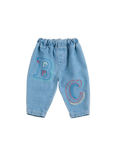 Jeans in denim blu con ricami per neonato Bobo Choses B226AB100 UNI 