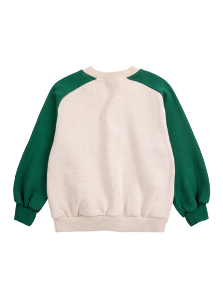 Felpa ecrù e verde bosco per neonato e bambino BOBO CHOSES B226AC037 UNI 