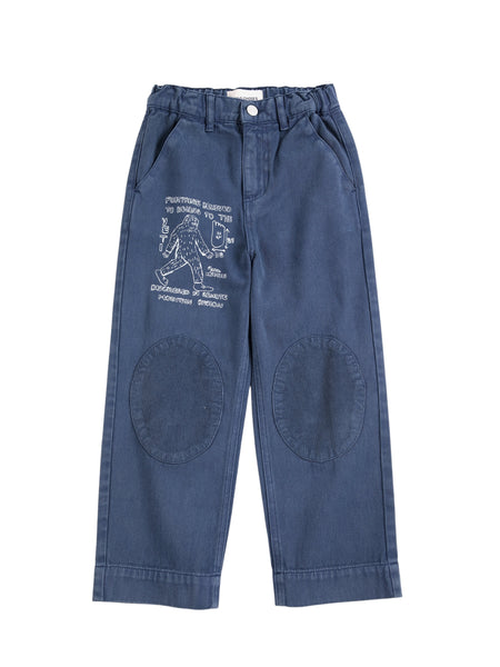 Jeans in denim blu con stampa per neonato e bambino Bobo Choses B226AC066 UNI 