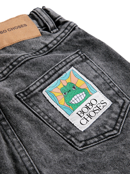 Jeans in denim grigio scuro con logo per neonato e bambino Bobo Choses B226AC074 UNI 