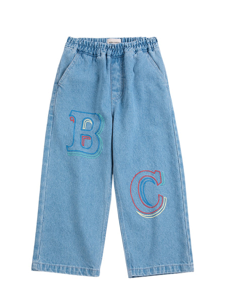 Jeans in denim blu con ricami per neonato e bambino Bobo Choses B226AC120 UNI 