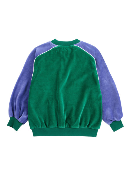 Felpa effetto velluto verde bosco e melanzana per neonati e bambini BOBO CHOSES B226AC139 UNI 