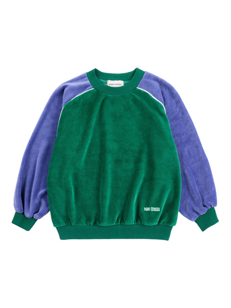 Felpa effetto velluto verde bosco e melanzana per neonati e bambini BOBO CHOSES B226AC139 UNI 