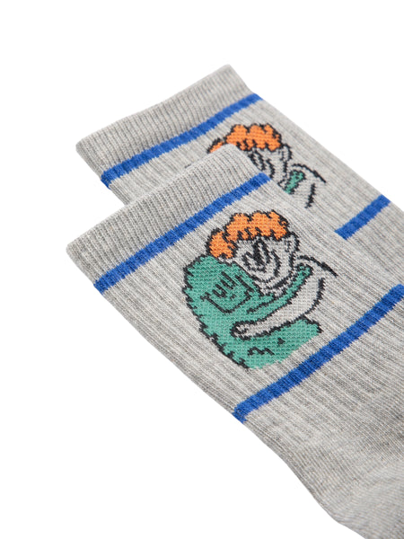 Calzino grigio con stampa per neonato e bambino Bobo Choses B226AI001 UNI 