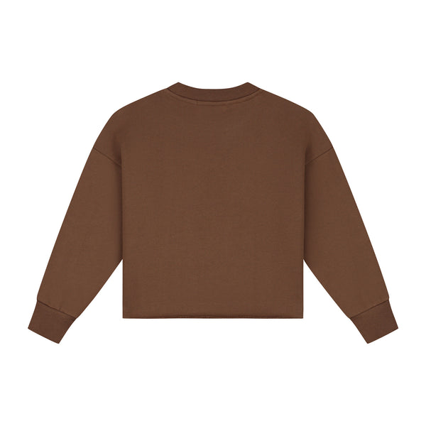 Felpa crop marrone per bambina Charlie petite LUX SWEATER BROWN 