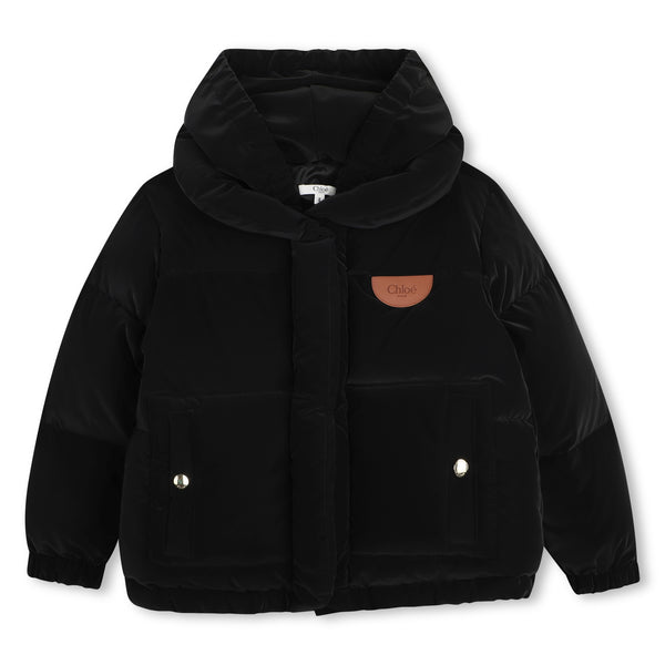 Piumino con vera piuma soffice nero per bambina Chloé C21283 09B 