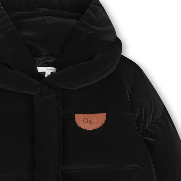 Piumino con vera piuma soffice nero per bambina Chloé C21283 09B 