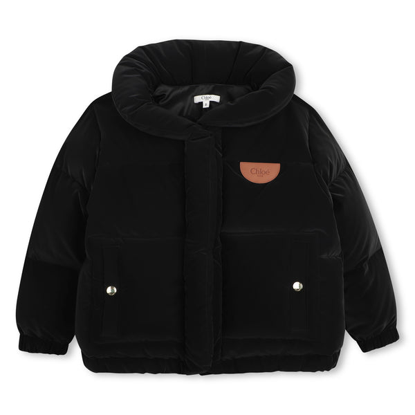 Piumino con vera piuma soffice nero per bambina Chloé C21283 09B 