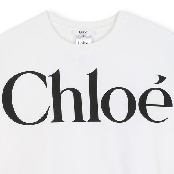 T-shirt crop bianca per bambina Chloé C21305 117 