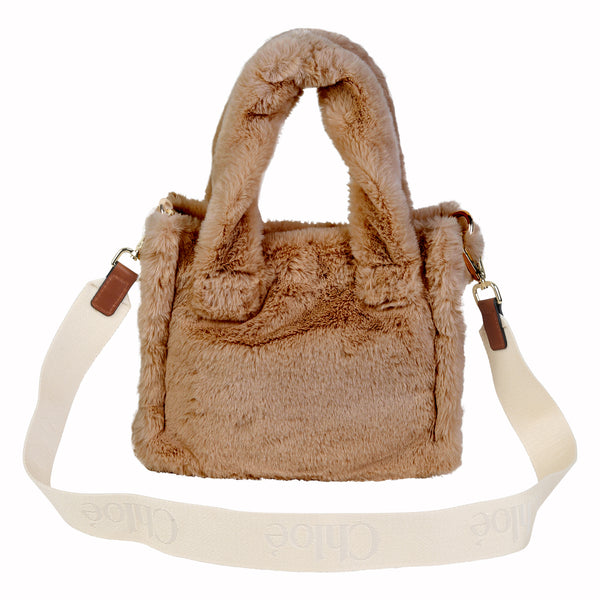 Borsa in eco pelliccia cammello per bambina Chloé C21323 31F 