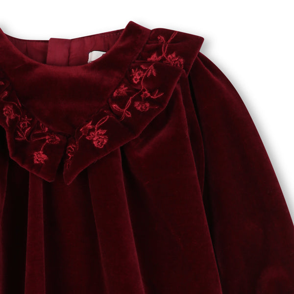 Abito rosso natale in velluto per neonata Chloé C21339 95K 